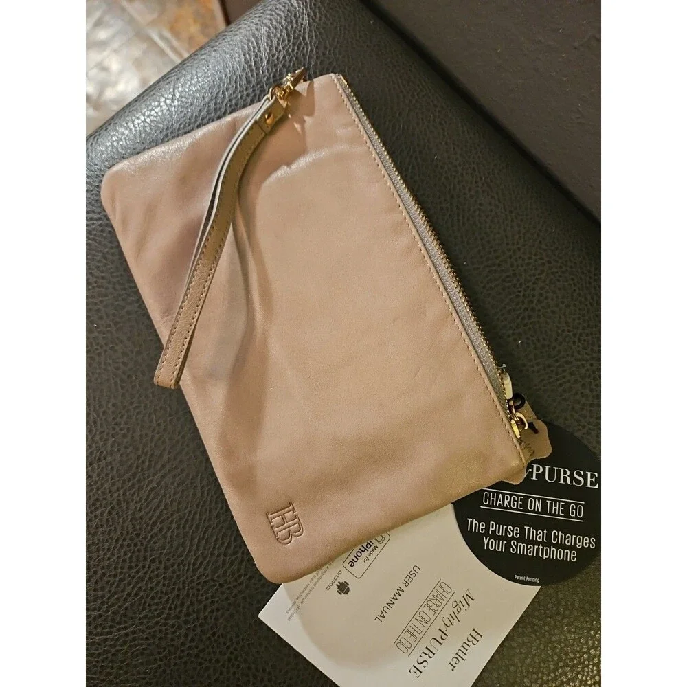 NWT H Butler Genuine Leather Mighty Purse Wristlet - IPhone Charging on the Go